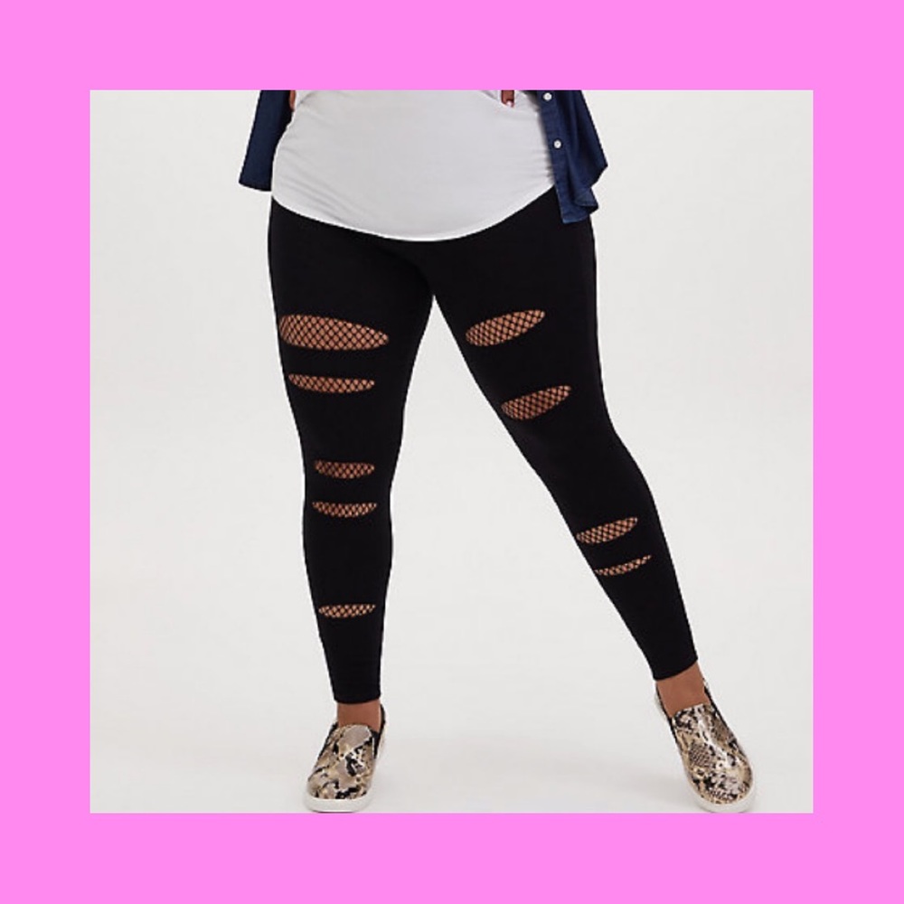 NWT-SLASHED FISHNET UNDERLAY PREMIUM LEGGING